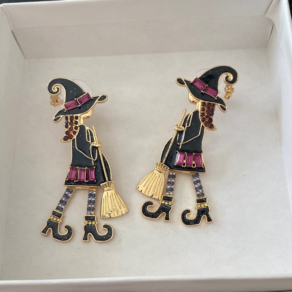 Gold and Black Witch Earrings